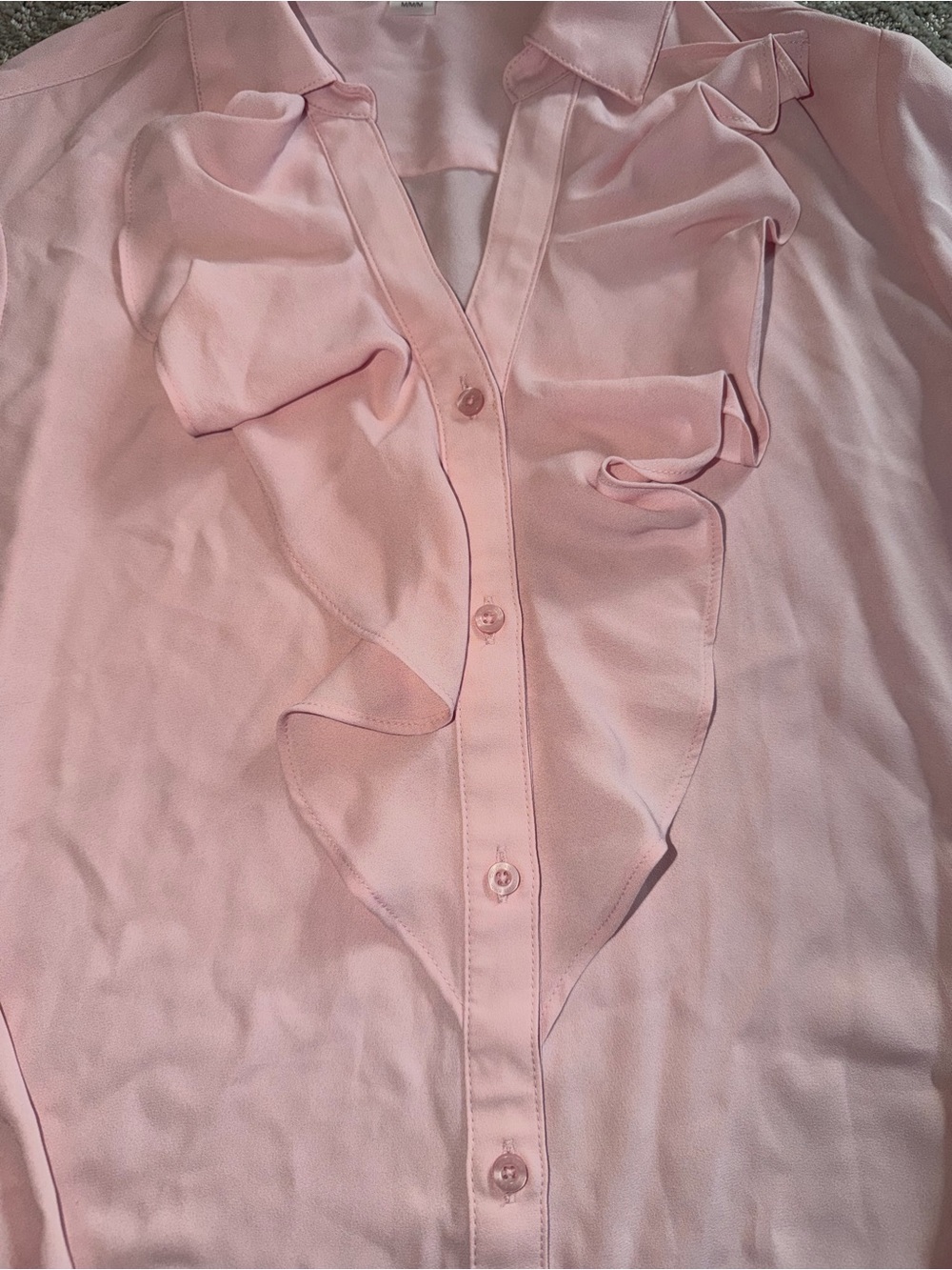Calvin Klein Pink Ruffle Button-Up Blouse - Picture 2 of 5